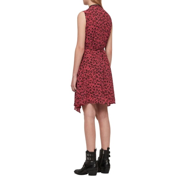 AllSaints Jayda Dress in Pink Leopard Print - Picture 5 of 11